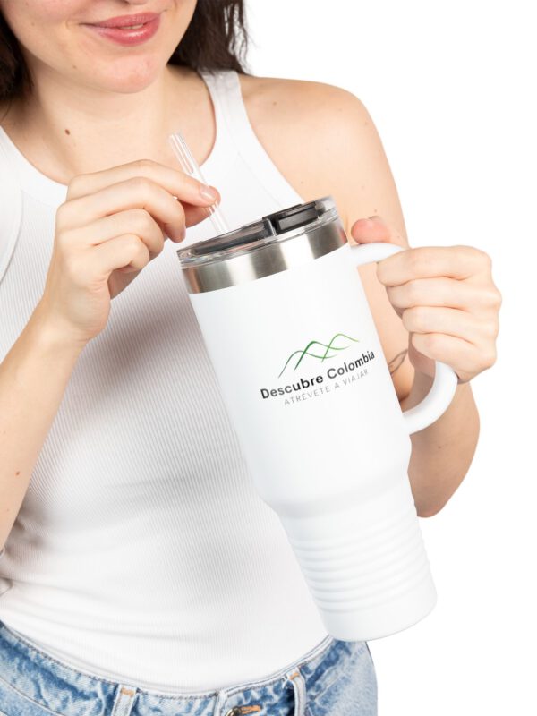Taza viajera con logo de Descubre Colombia